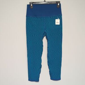 FP Movement // High-Rise Ankle Free Throw Jacquard Leggings (L - Navy/Teal)